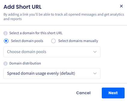 Screenshot of the Add Short URL box