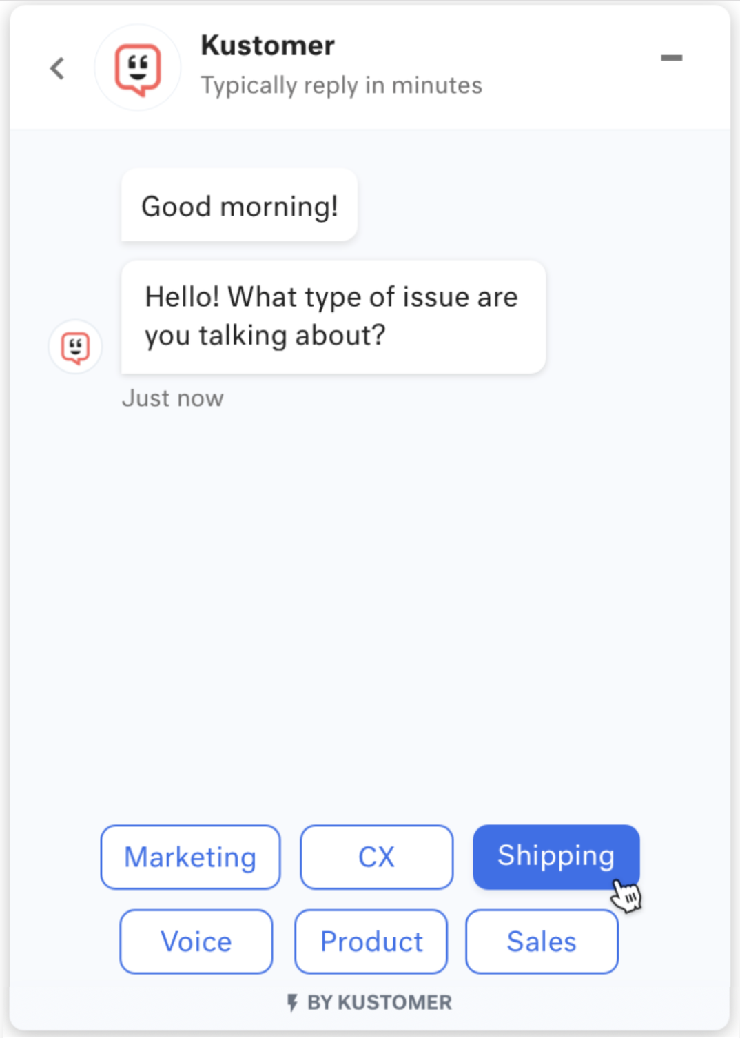 Message template type `quick_replies` (Quick replies) in the chat UI.