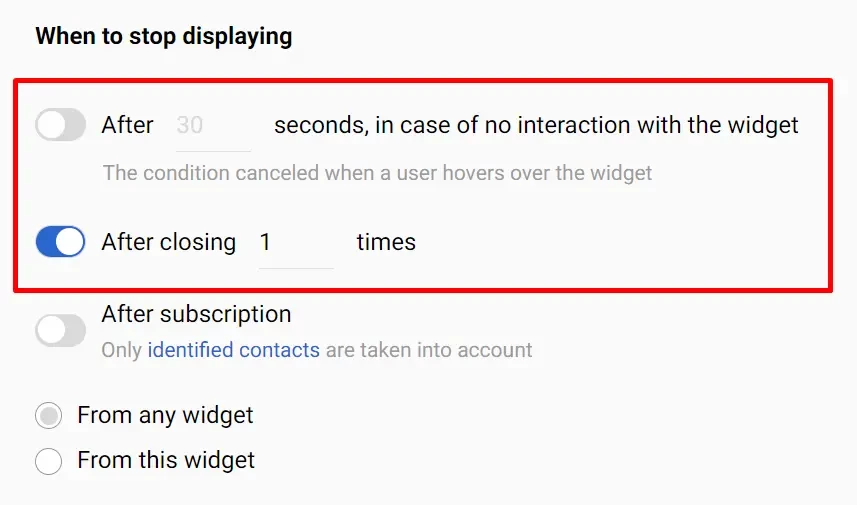 When to stop displaying