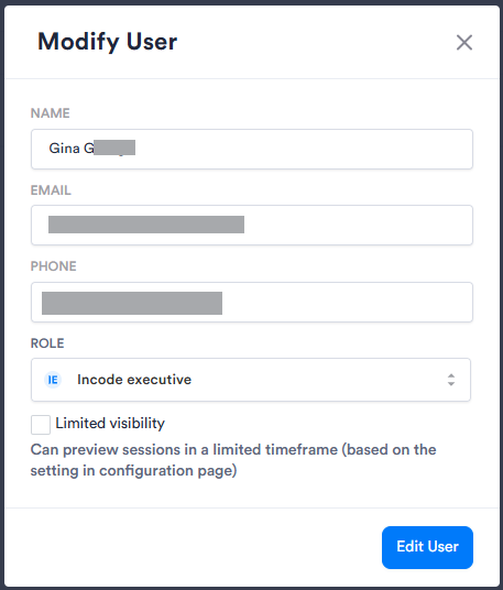 Fields for Name, Email, Phone, and Role.