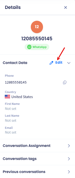 Screenshot of the dialog confirming editing contact data