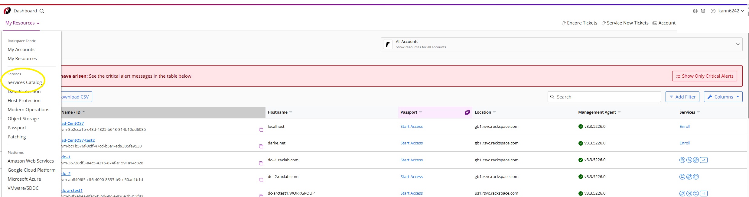 Services Catalog