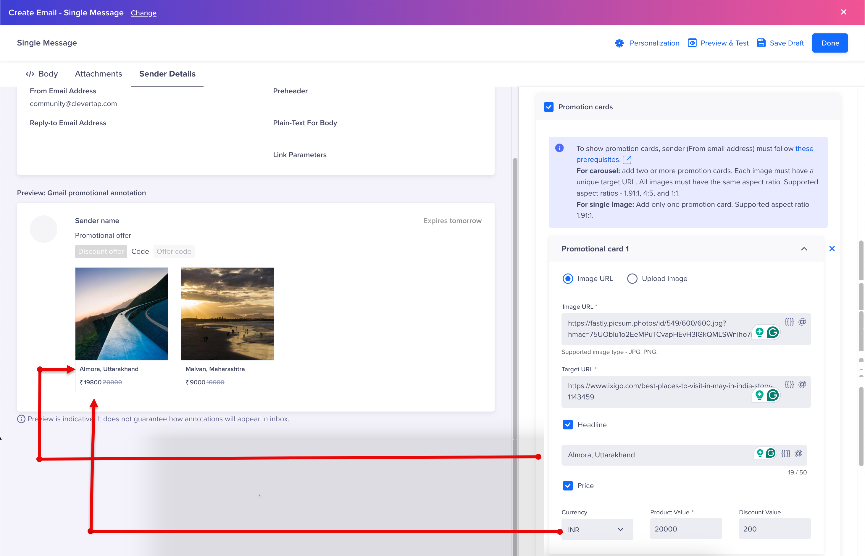 Annotate Email with Product Carousel Annotation