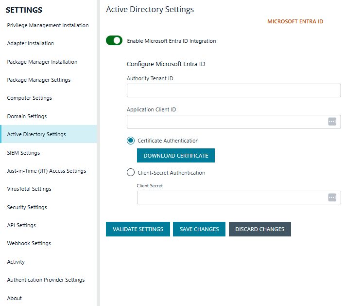 Microsoft Entra ID settings in EPM for Windows and Mac