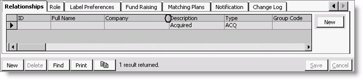 Sample Relationships tab showing boundary to select to hide Full Name and Company fields